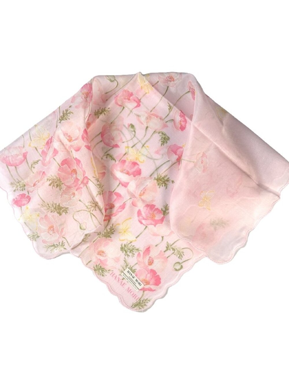 NWT Vintage Hanae Mori Cotton Poppy Floral Scarf 18"